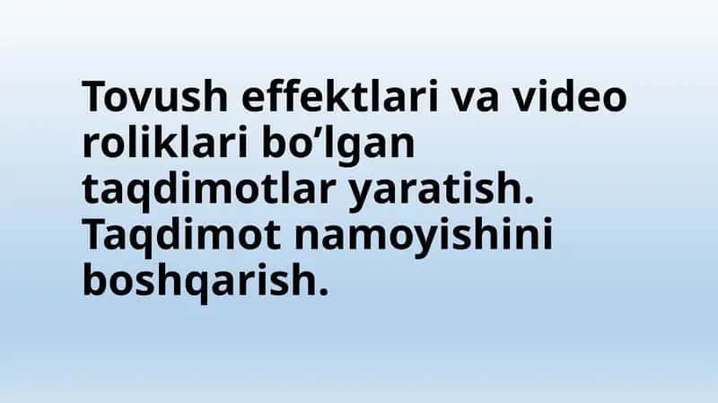 MS Power Point 2010da video fayllarni joylash va tahrirlash
