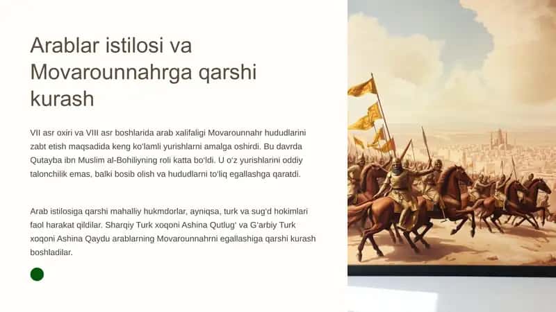 Arablar istilosi va Movarounnahr ga qarshi kurash