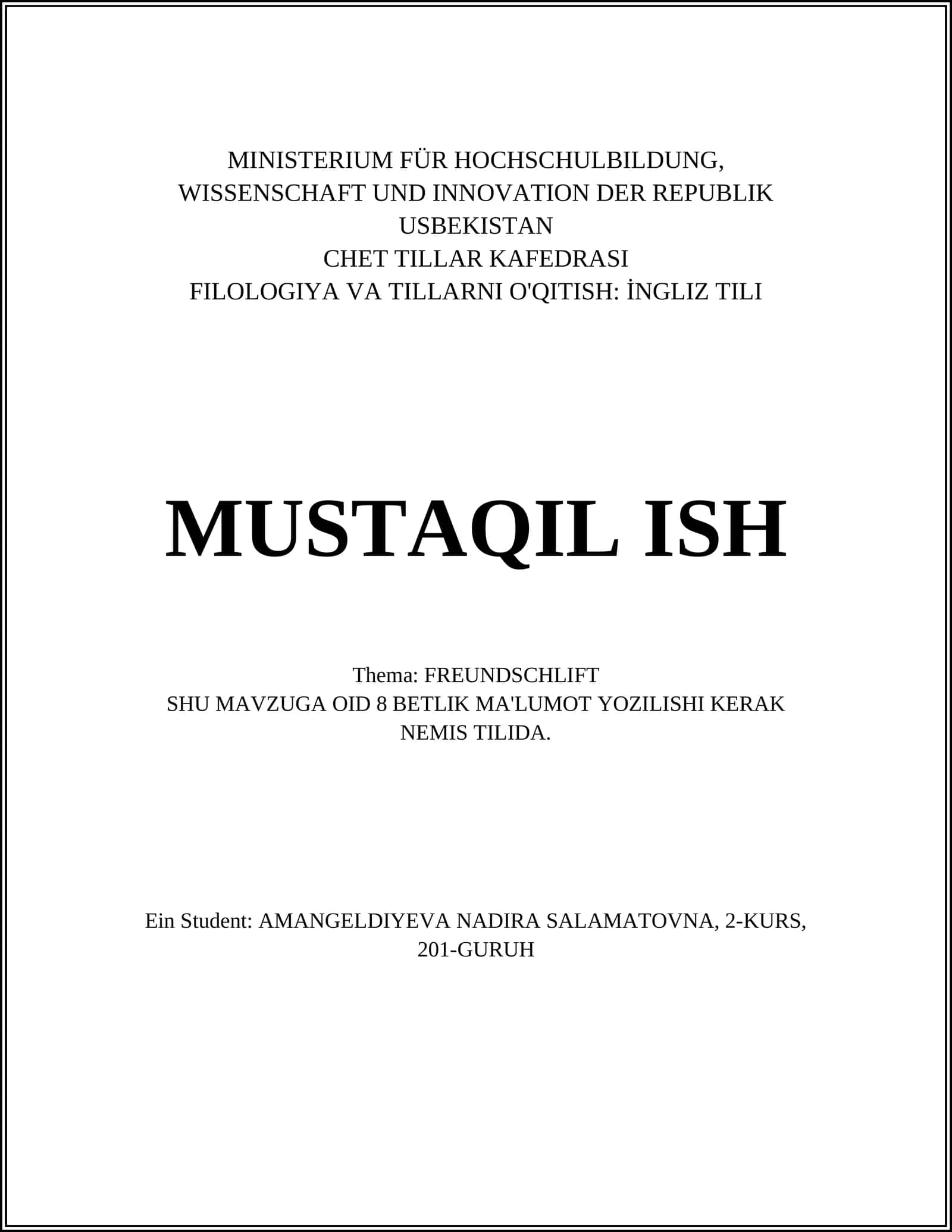 FILILOGIYA VA TILLARNI O'QITISH: İNGLIZ TILI