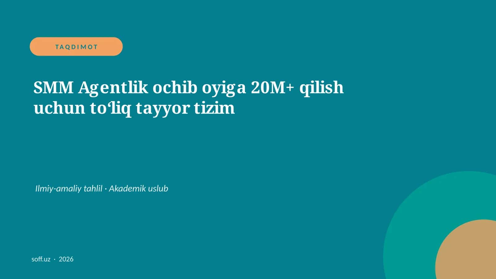 SMM Agentlik ochib oyiga 20M+ qilish uchun to‘liq tayyor tizim