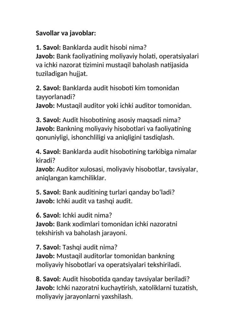 Bank audit hisoboti