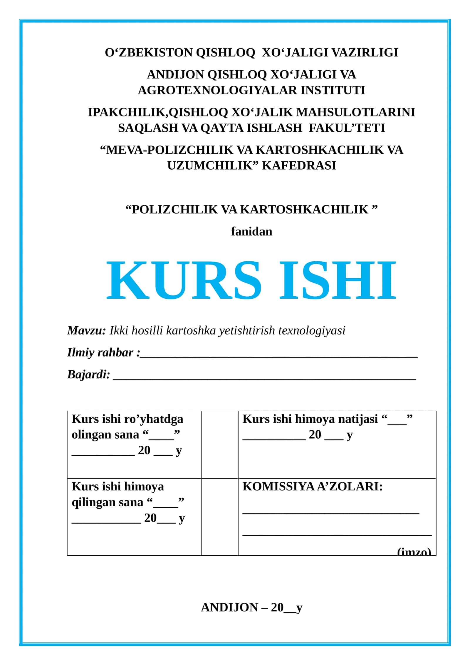 Ikki hosilli kartoshka yetishtirish texnologiyasi