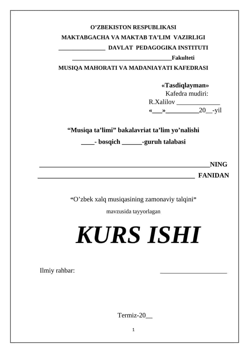 O’zbek xalq musiqasining zamonaviy talqini