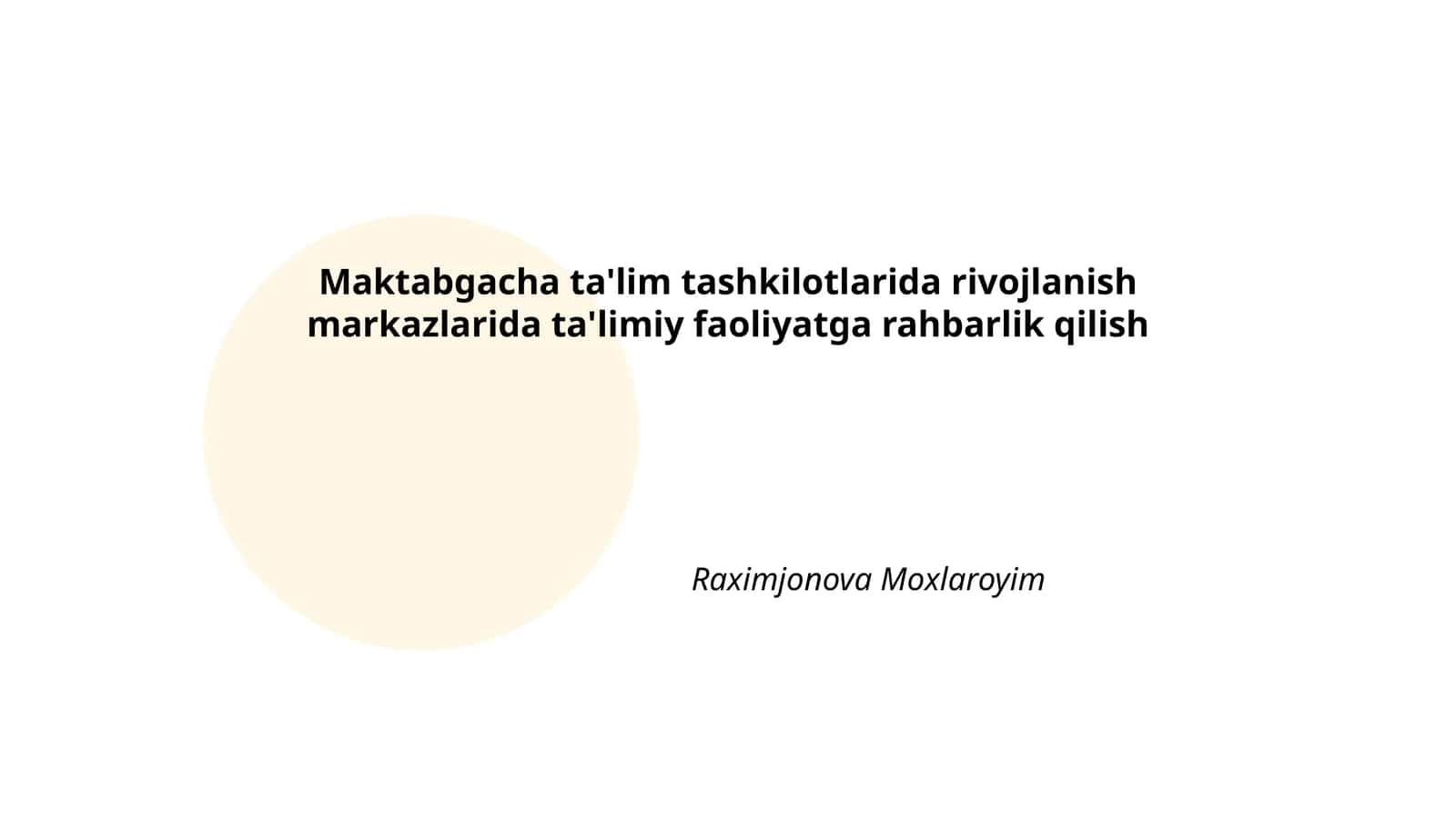 Ta'limiy Faoliyatga Rahbarlik Qilish