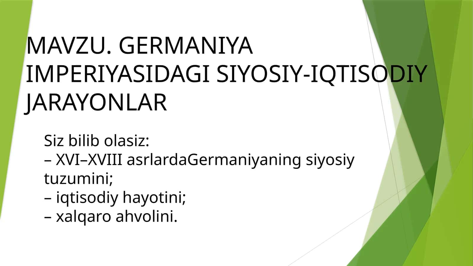 GERMANIYA IMPERIYASIDAGI SIYOSIY-IQTISODIY JARAYONLAR
