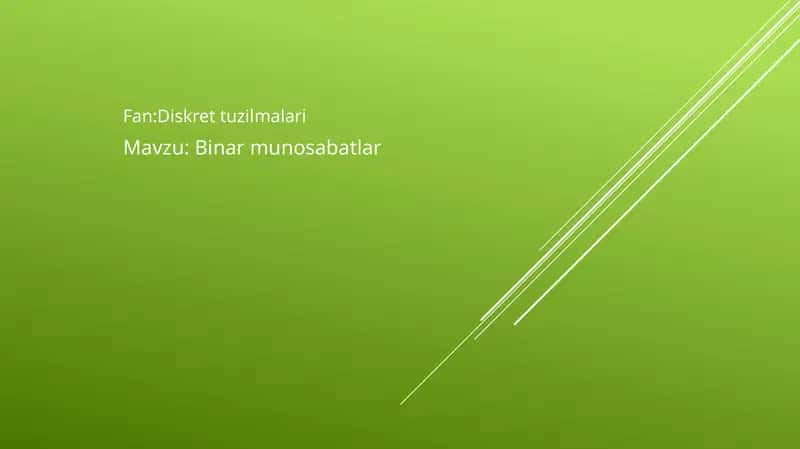 Binar Munosabatlar