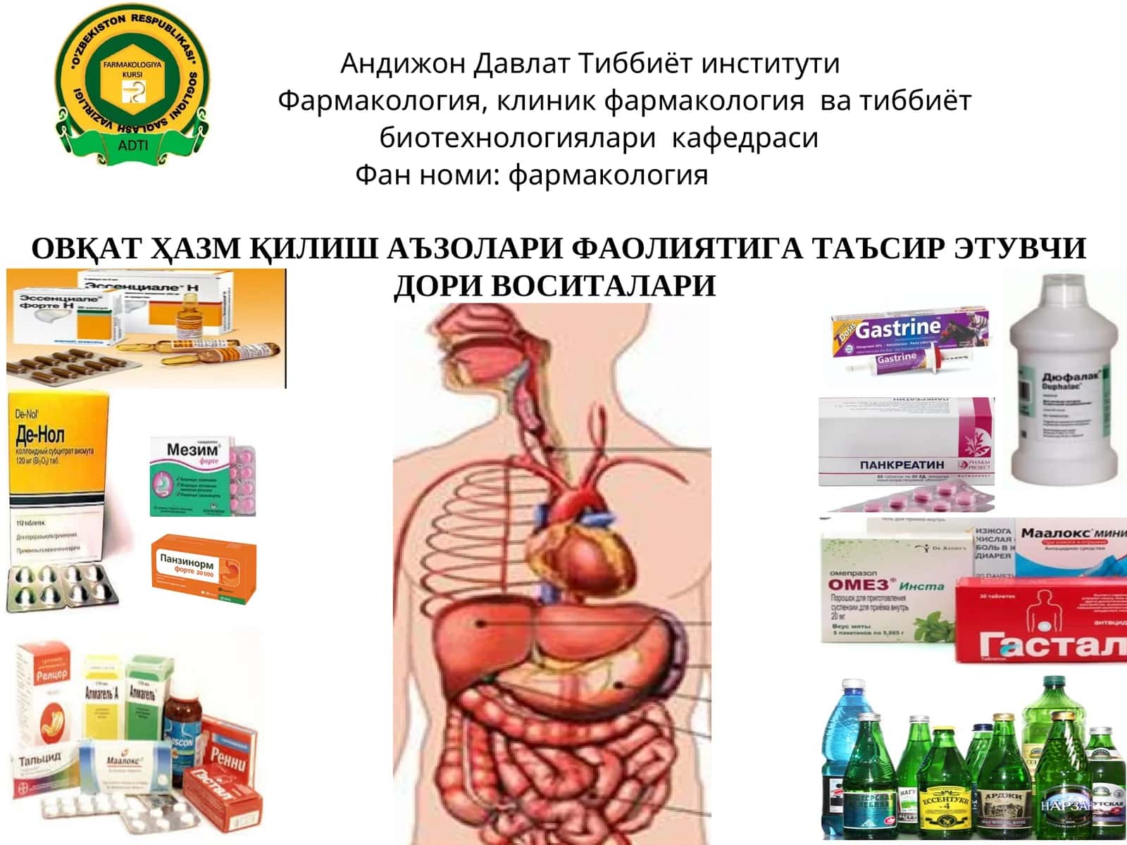 ОВҚАТ ҲАЗМ ҚИЛИШ АЪЗОЛАРИ ФАОЛИЯТИГА ТАЪСИР ЭТУВЧИ ДОРИ ВОСИТАЛАРИ