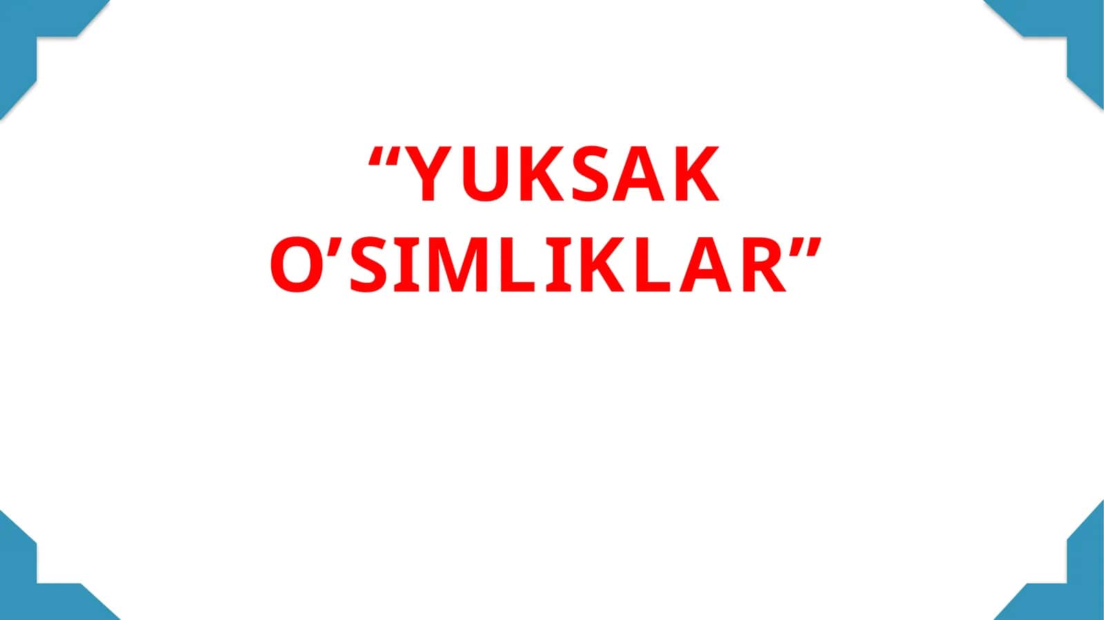 YUKSAK O’SIMLIKLAR