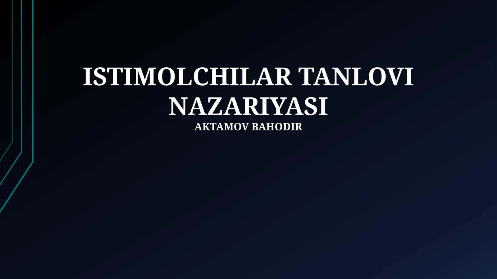 ISTIMOLCHILAR TANLOVI NAZARIYASI