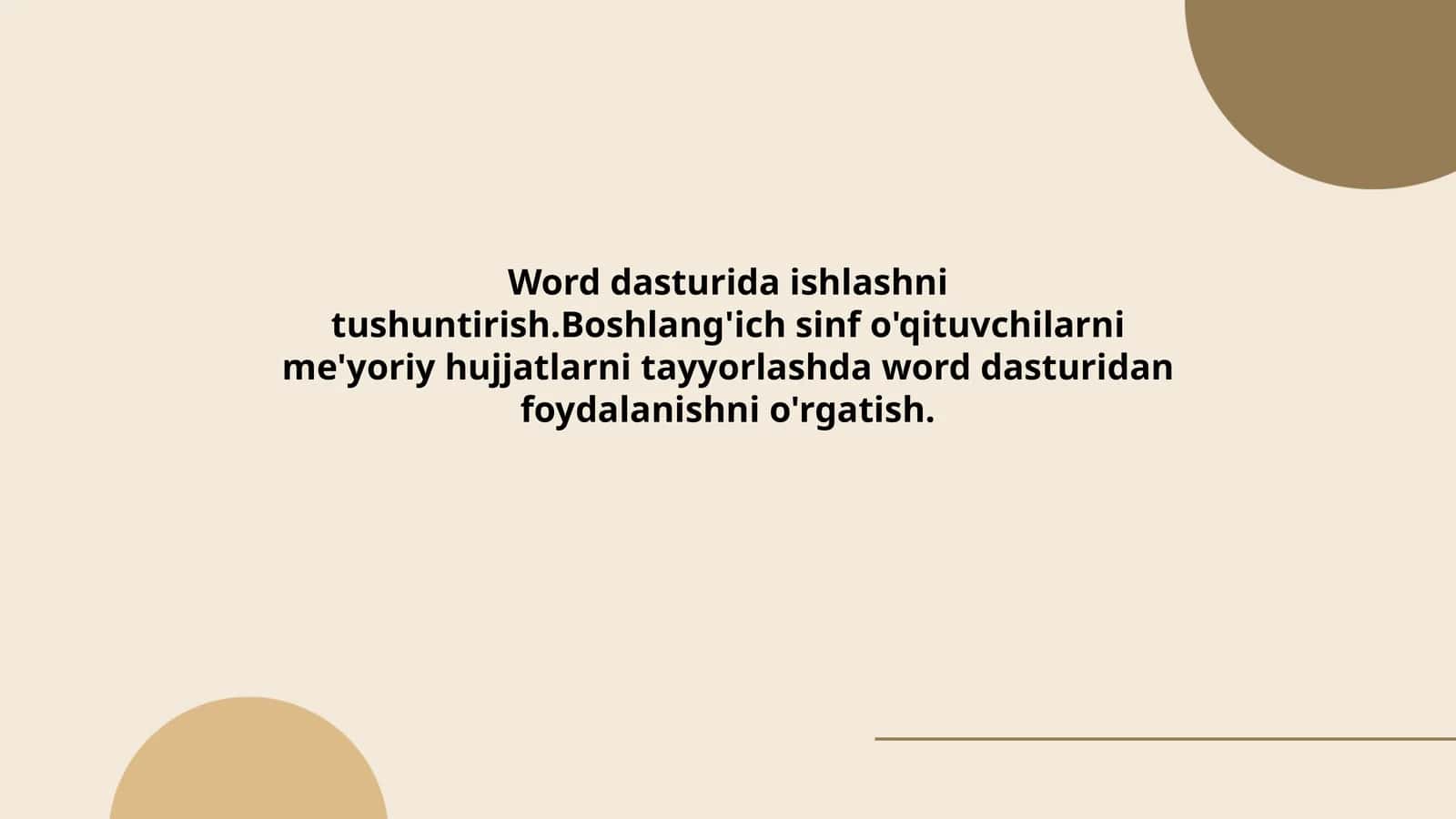 Word dasturida ishlashni tushuntirish