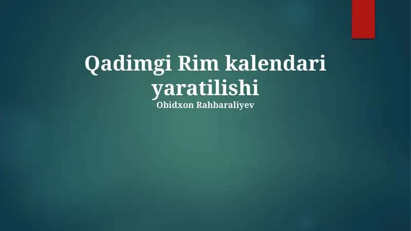 Qadimgi Rim kalendari yaratilishi