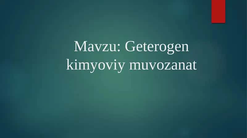 Geterogen kimyoviy muvozanat