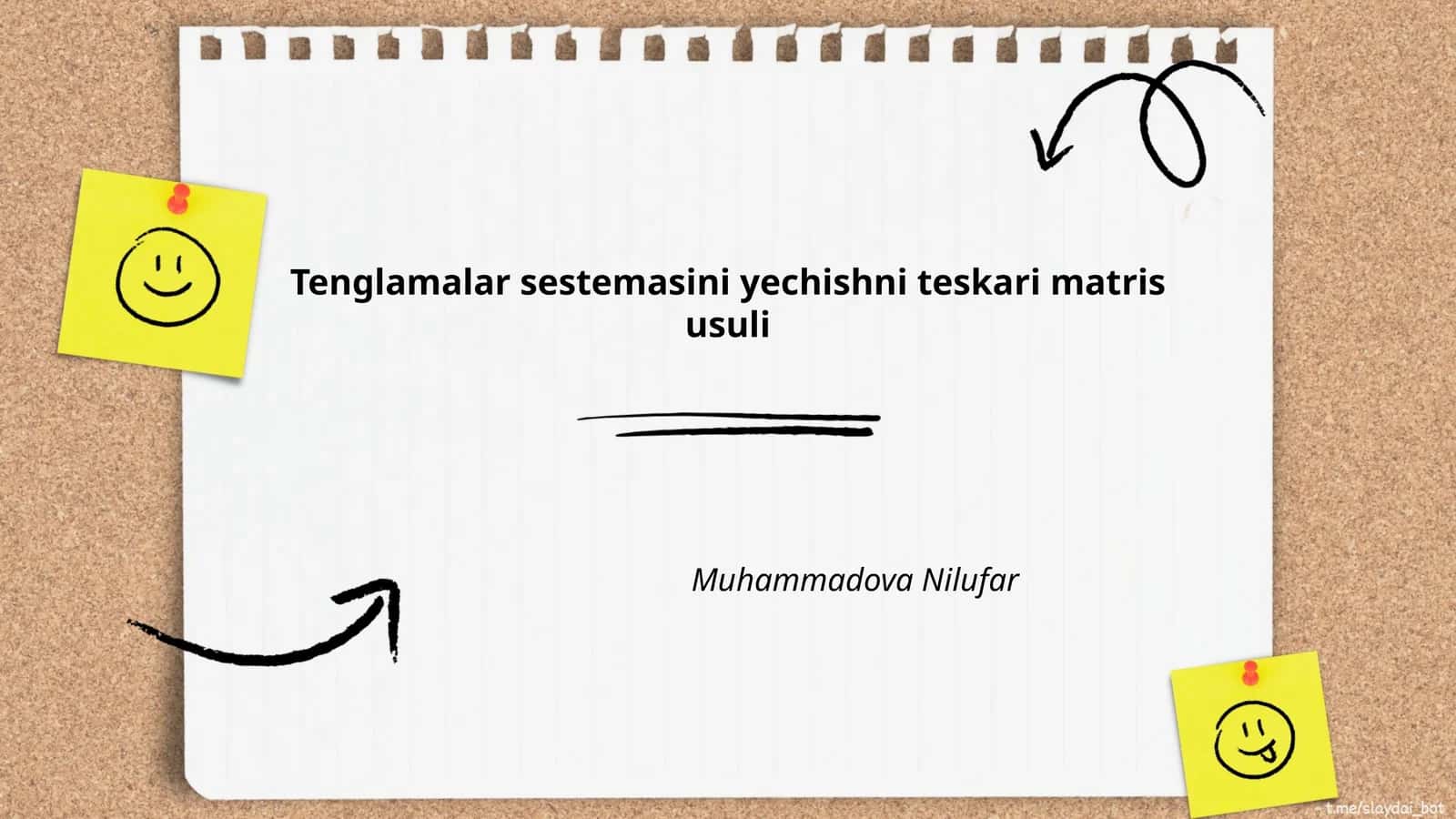 Tenglamalar sestemasini yechishni teskari matris usuli