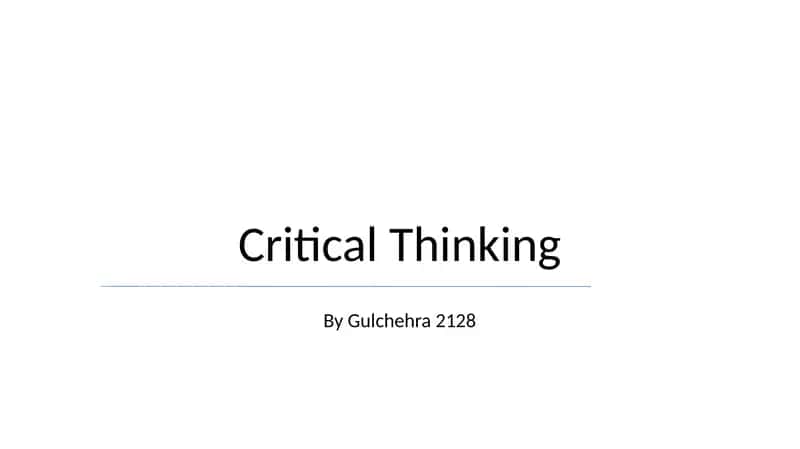 Critical Thinking