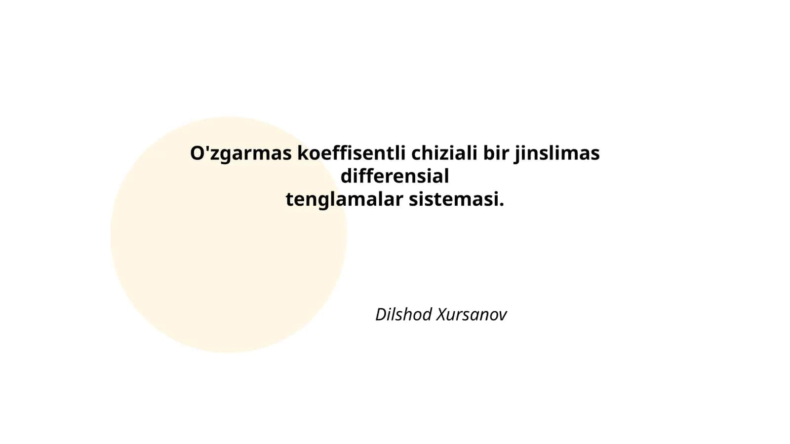 O'zgarmas koeffisentli chiziali bir jinslimas differensial tenglamalar sistemasi