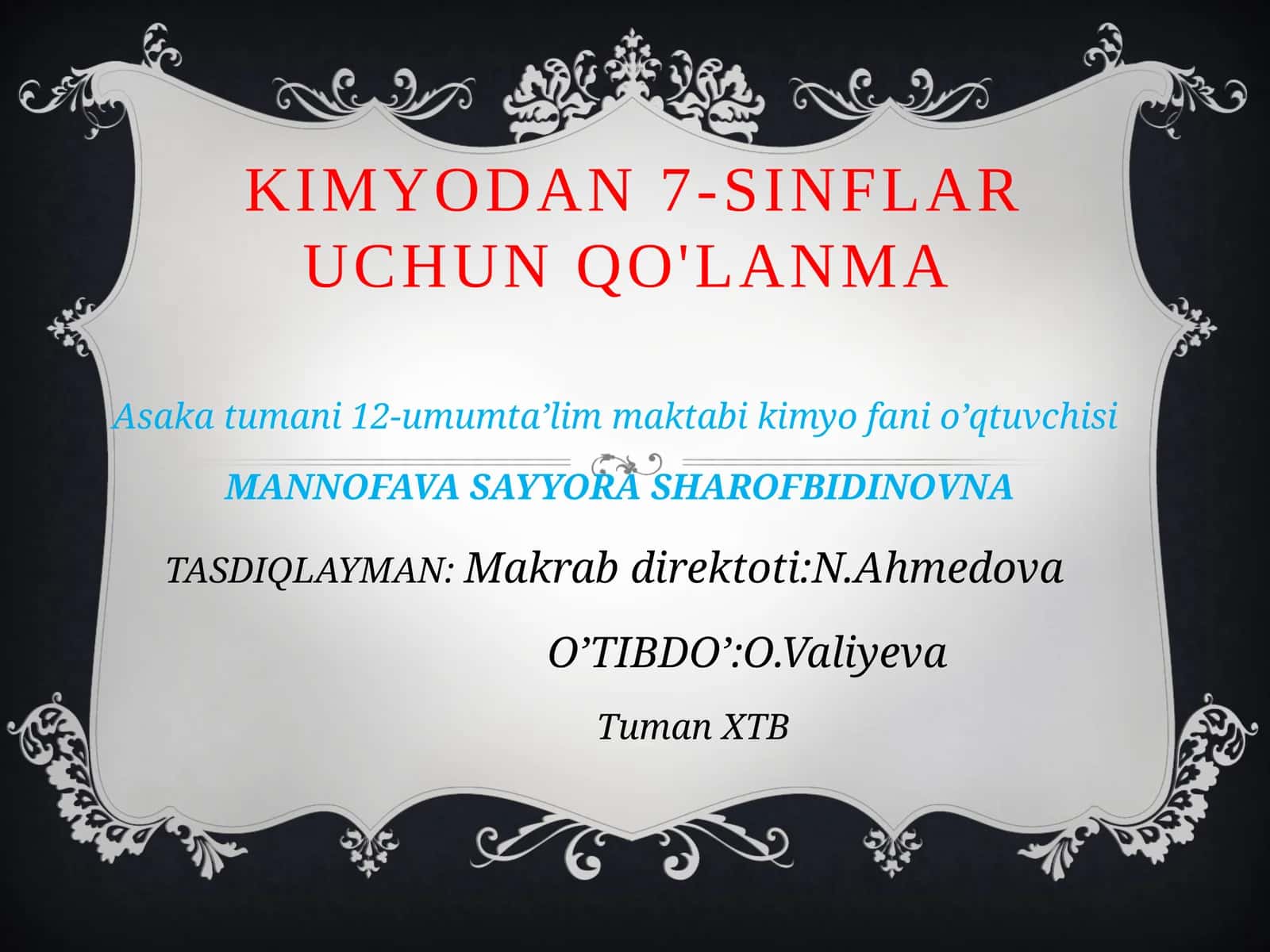Kimyodan 7-sinflar uchun qo'llanma
