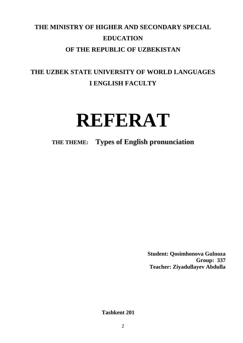 Types of English Pronunciation