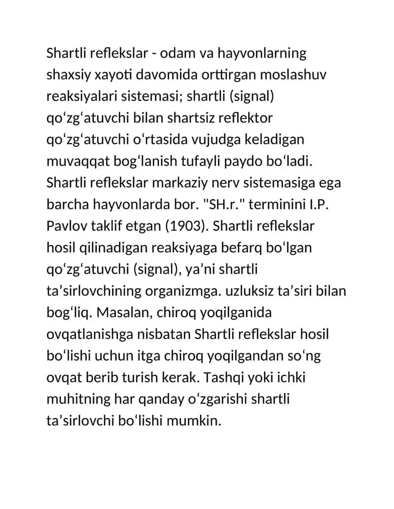 Shartli reflekslar
