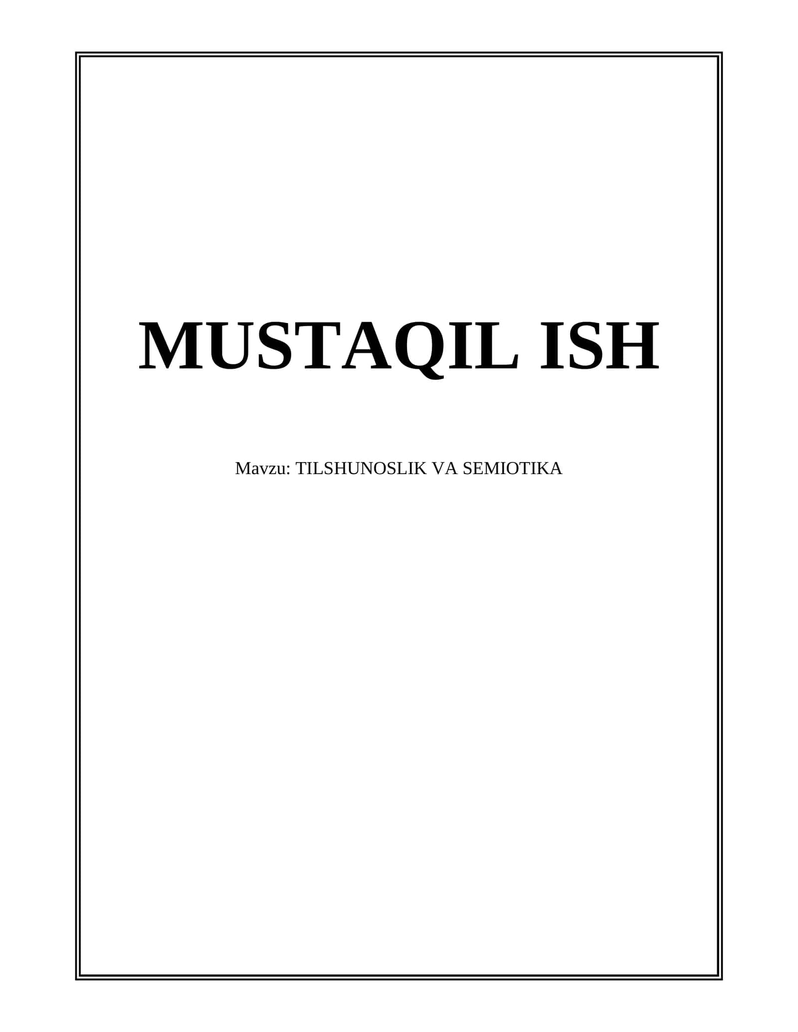 TILSHUNOSLIK VA SEMIOTIKA