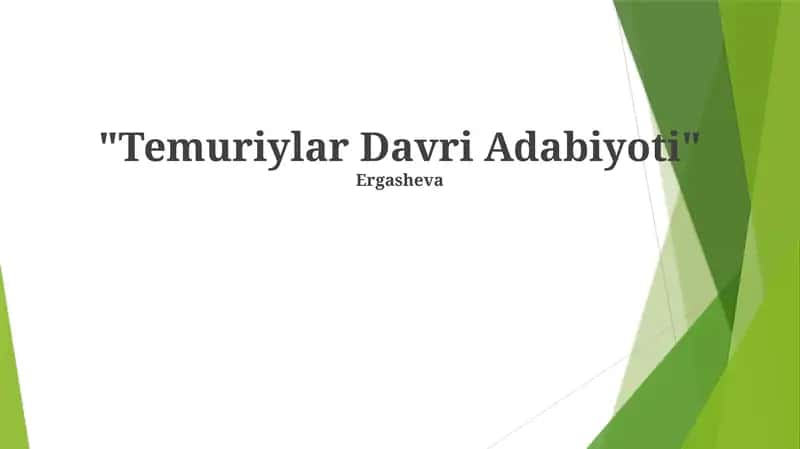 Temuriylar Davri Adabiyoti