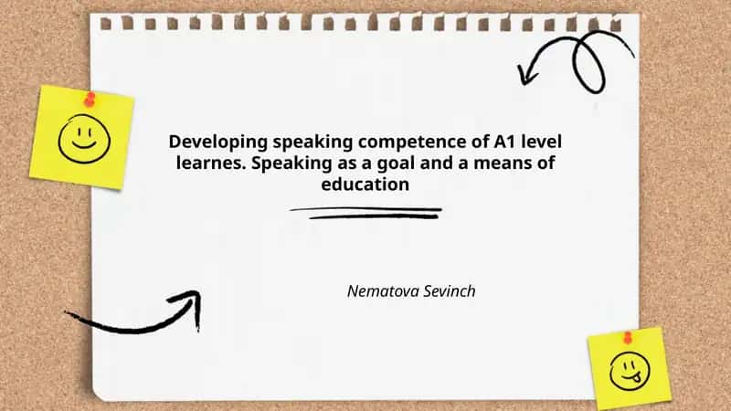 Developing speaking competence of A1 level learners