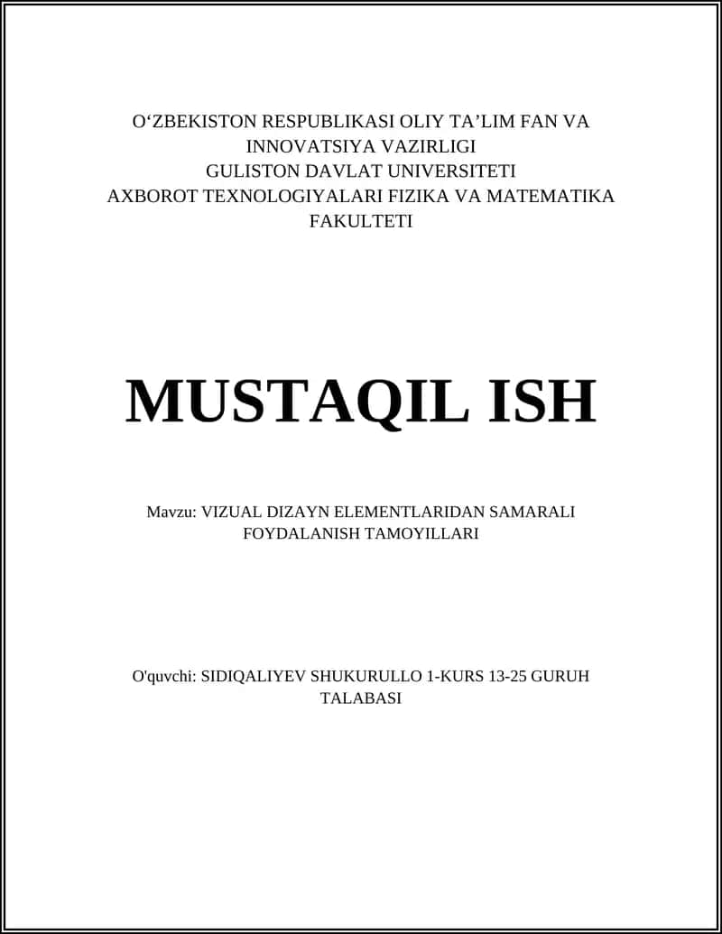 VIZUAL DIZAYN ELEMENTLARIDAN SAMARALI FOYDALANISH TAMOYILLARI