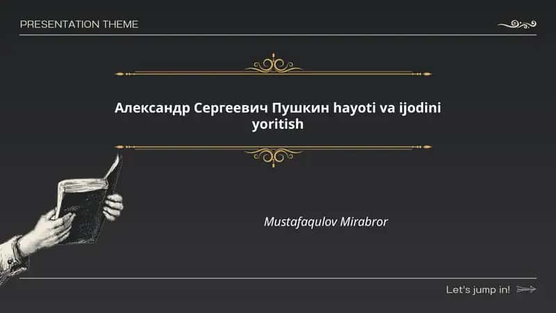 Александр Сергеевич Пушкин hayoti va ijodini yoritish