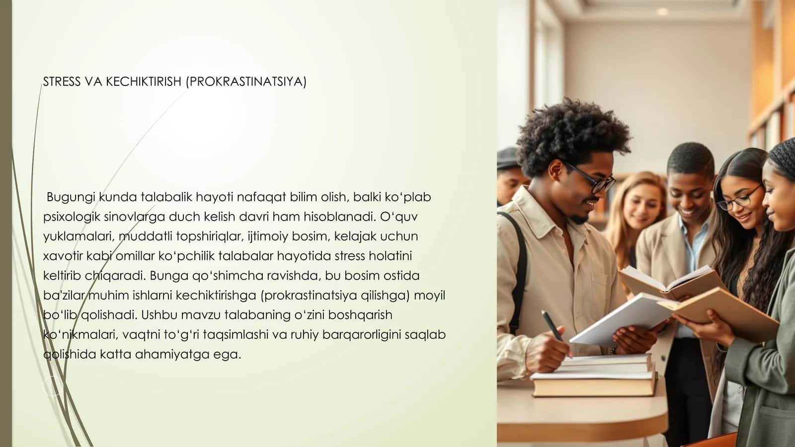 STRESS VA KECHIKTIRISH (PROKRASTINATSIYA)