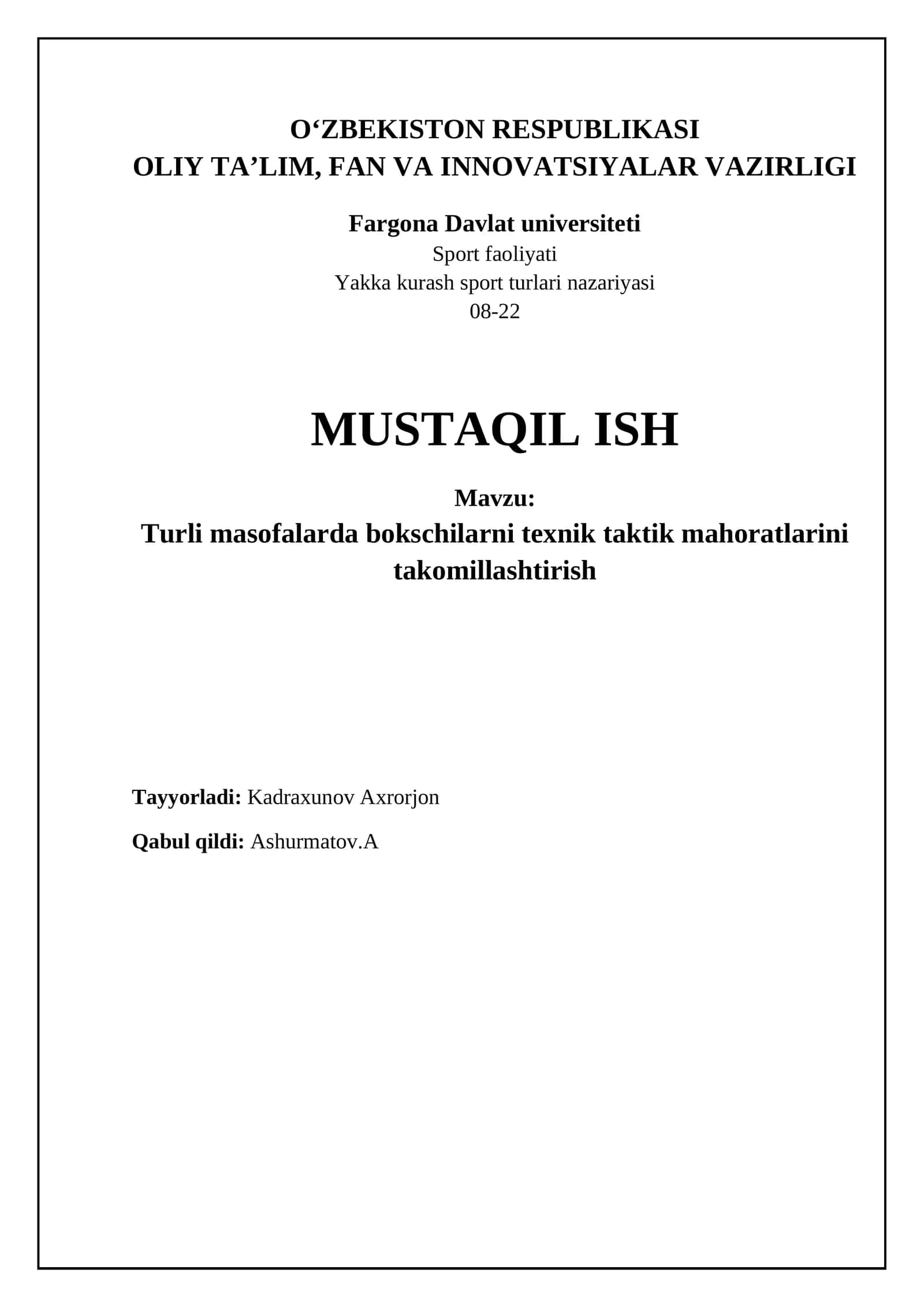 Yakka kurash sport turlari nazariyasi