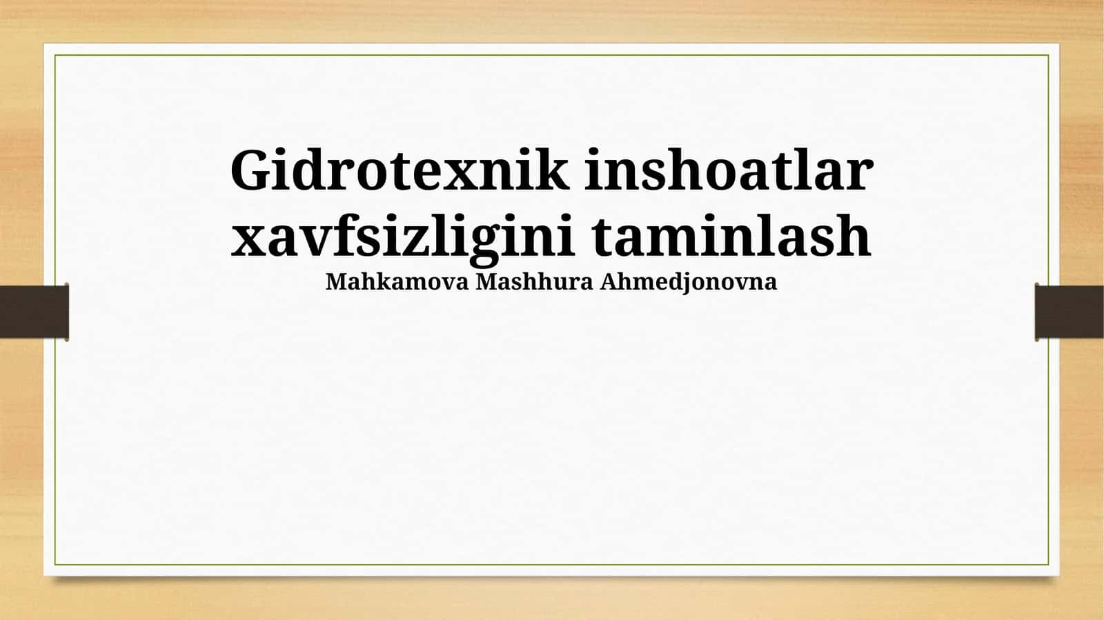Gidrotexnik inshoatlar xavfsizligini taminlash