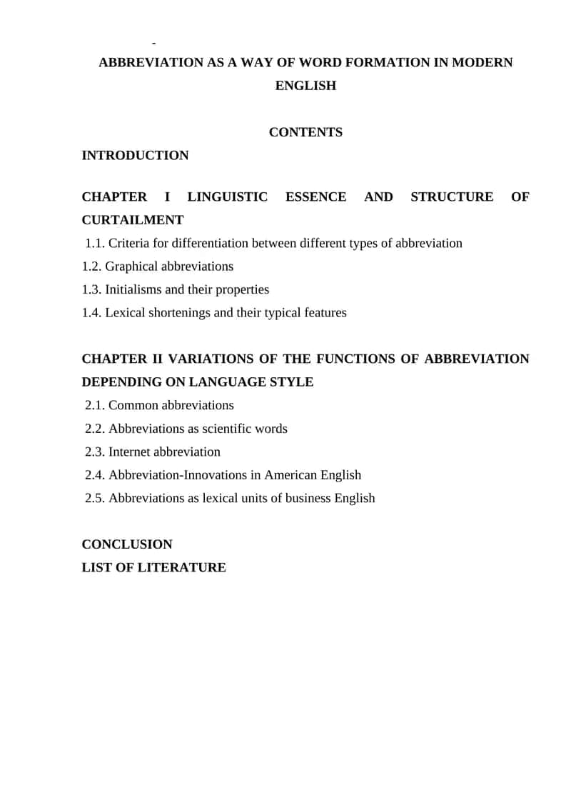 ABBREVIATION AS A WAY OF WORD FORMATION IN MODERN ENGLISH