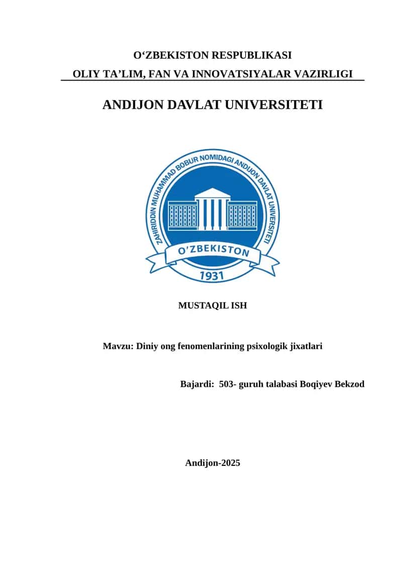 Diniy ong fenomenlarining psixologik jixatlari
