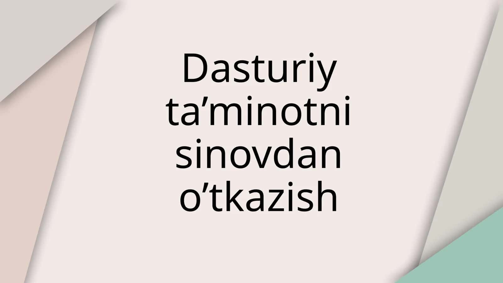Dasturiy ta’minotni sinovdan o’tkazish