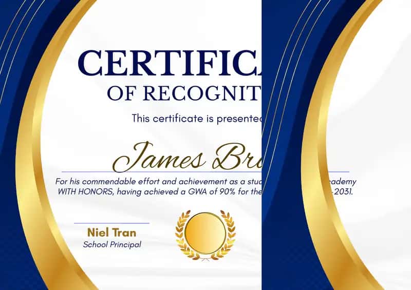 Certificate of Recognition