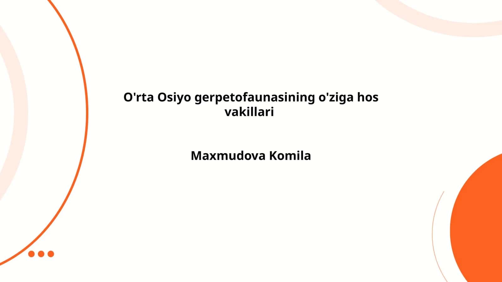 O'rta Osiyo gerpetofaunasining o'ziga hos vakillari