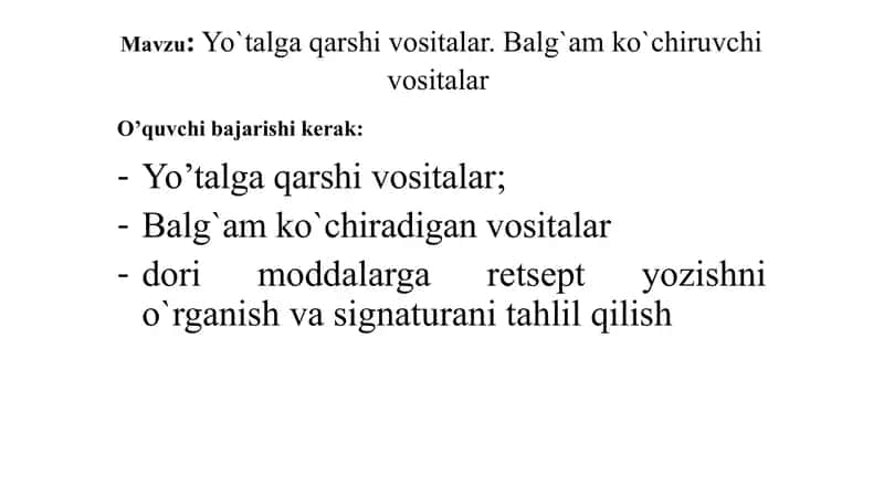Yo`talga qarshi vositalar va Balg`am ko`chiruvchi vositalar