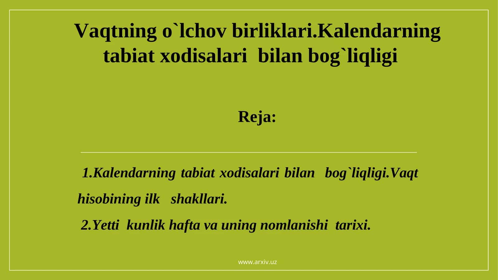 Vaqtning о`lchov birliklari