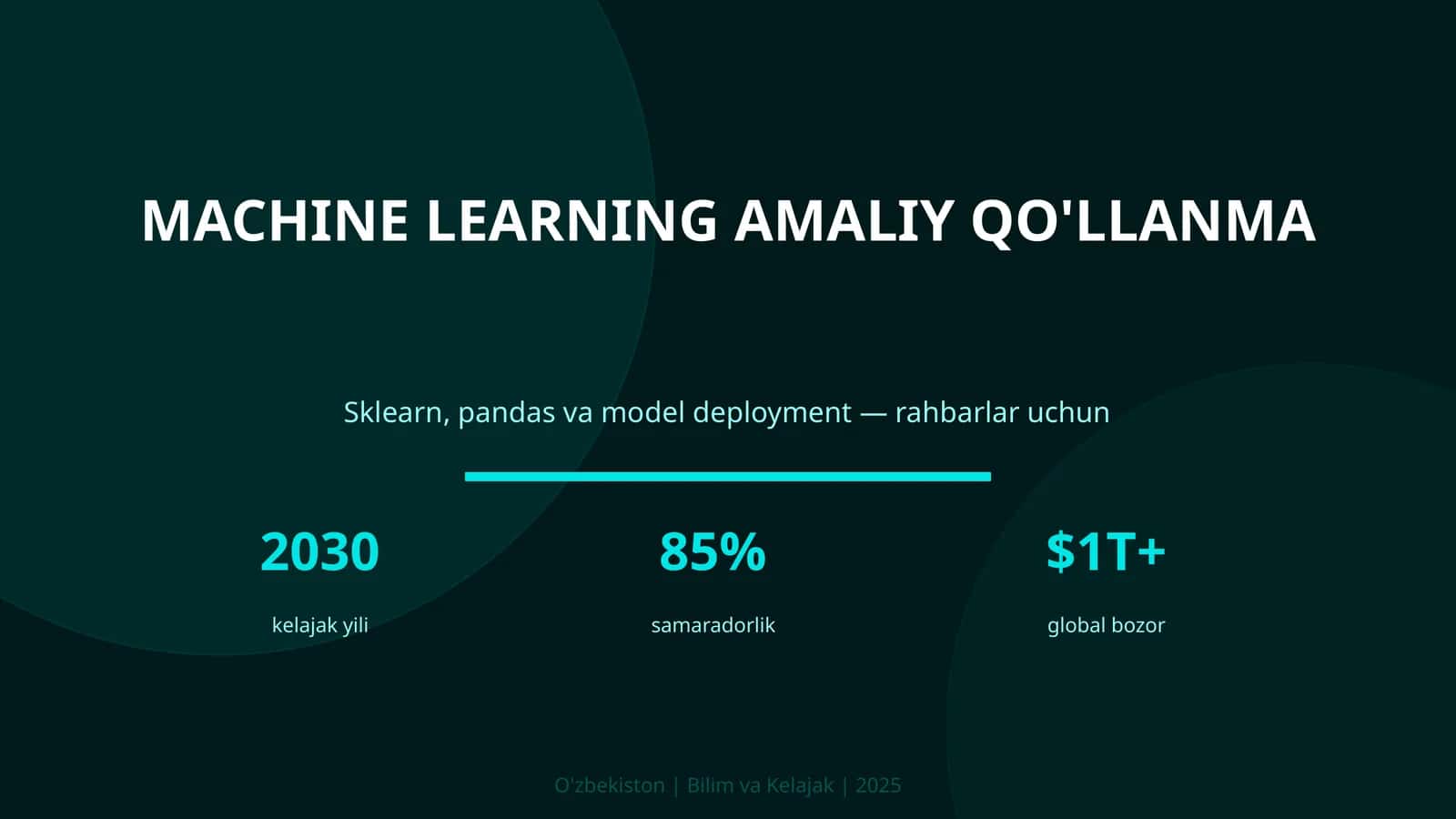 MACHINE LEARNING AMALIY QO'LLANMA