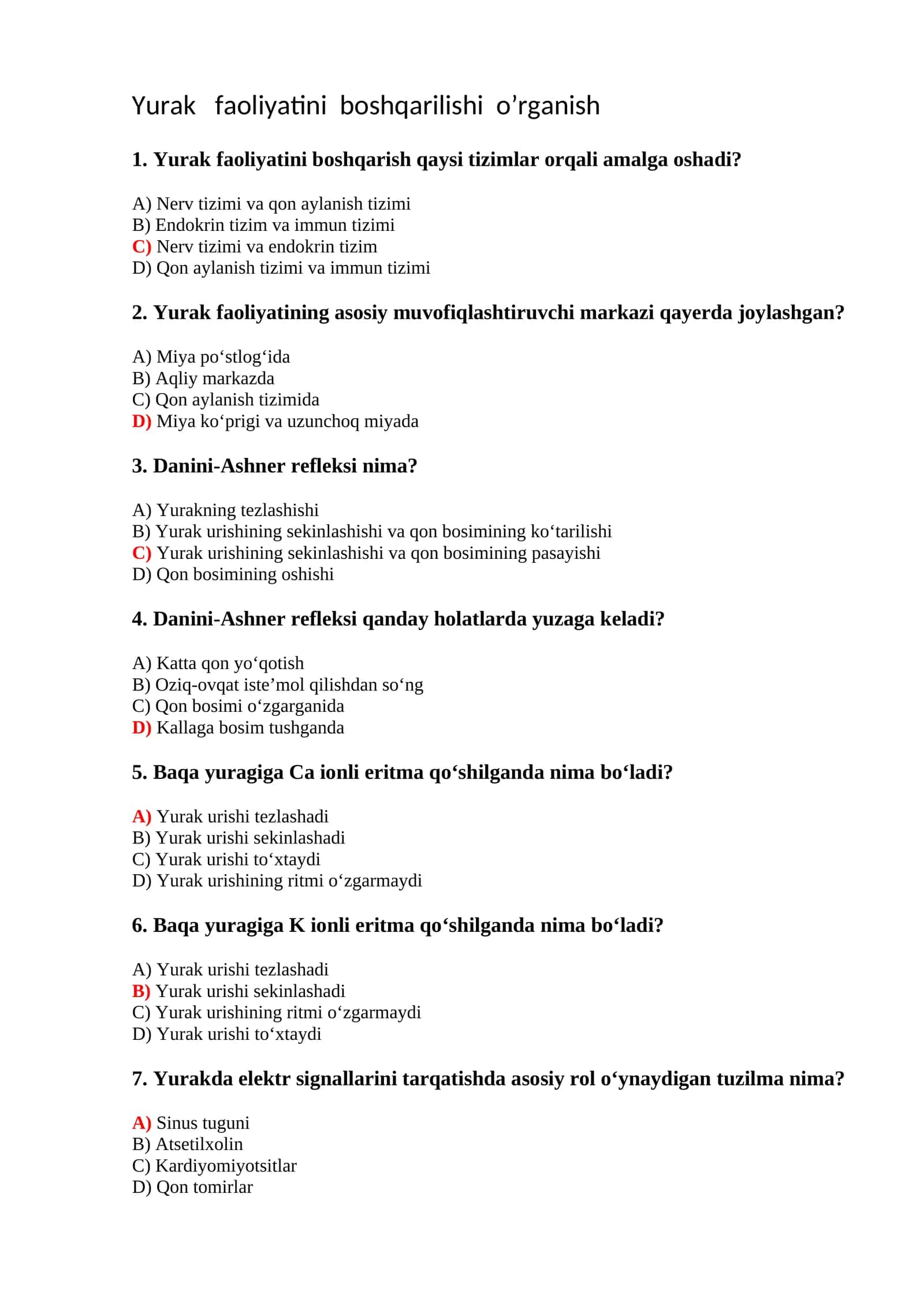 Yurak faoliyatini boshqarish