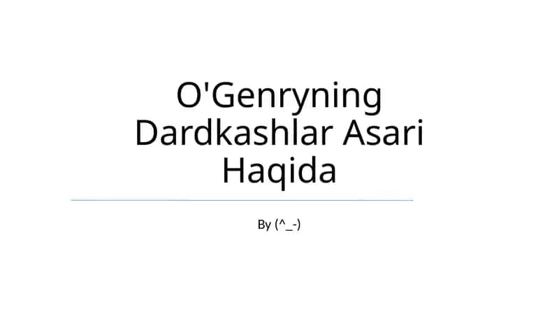 O'Genryning Dardkashlar
