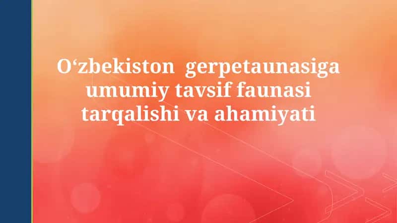 Oʻzbekiston gerpetaunasiga umumiy tavsif faunasi