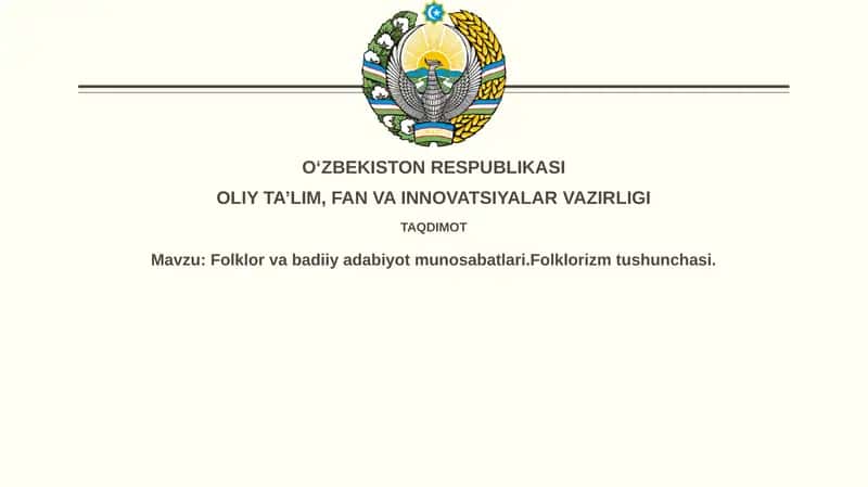 Folklor va Badiiy Adabiyot