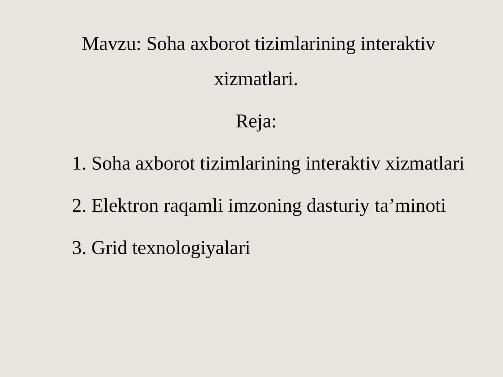 Soha axborot tizimlarining interaktiv xizmatlari