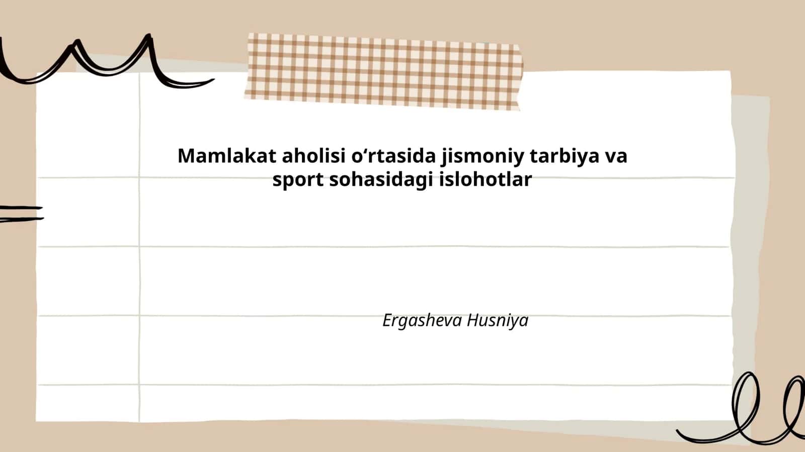 Jismoniy tarbiya va sport sohasidagi islohotlar