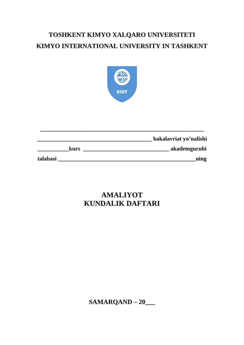 AMALIYOT KUNDALIK DAFTARI