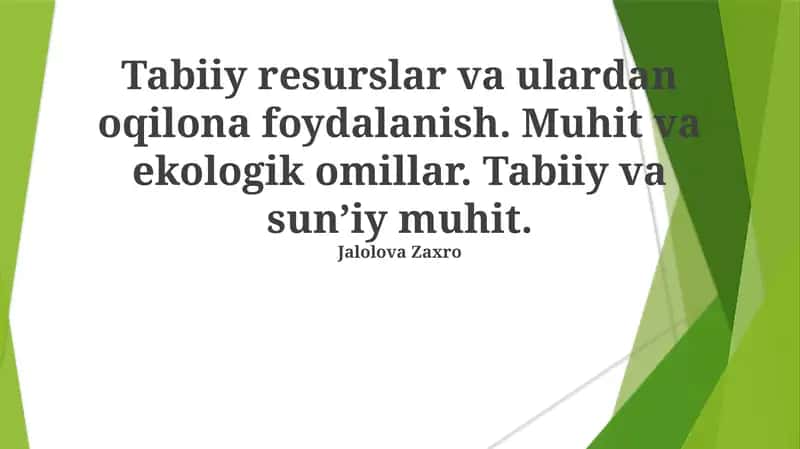 Tabiiy resurslar va atrof-muhit asoslari