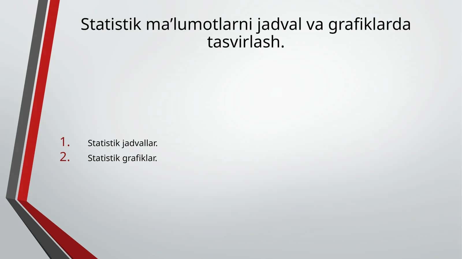 Statistik maʼlumotlarni jadval va grafiklarda tasvirlash