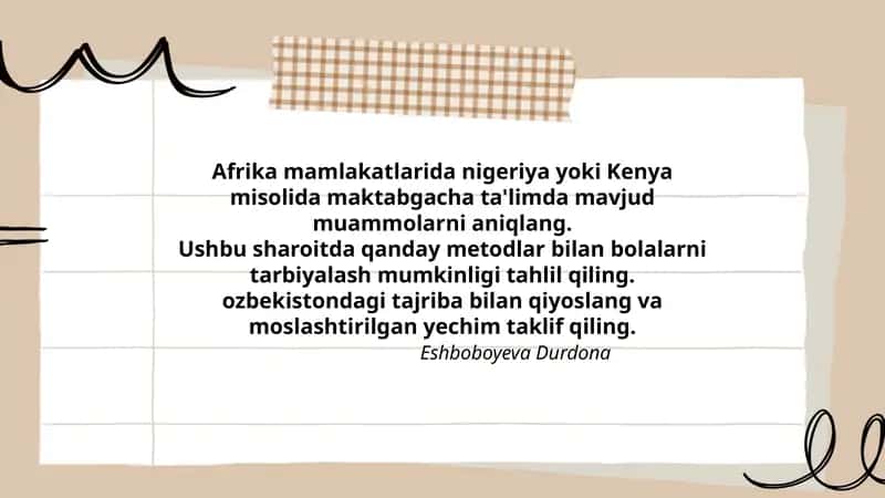 Maktabgacha ta'limning muammolari