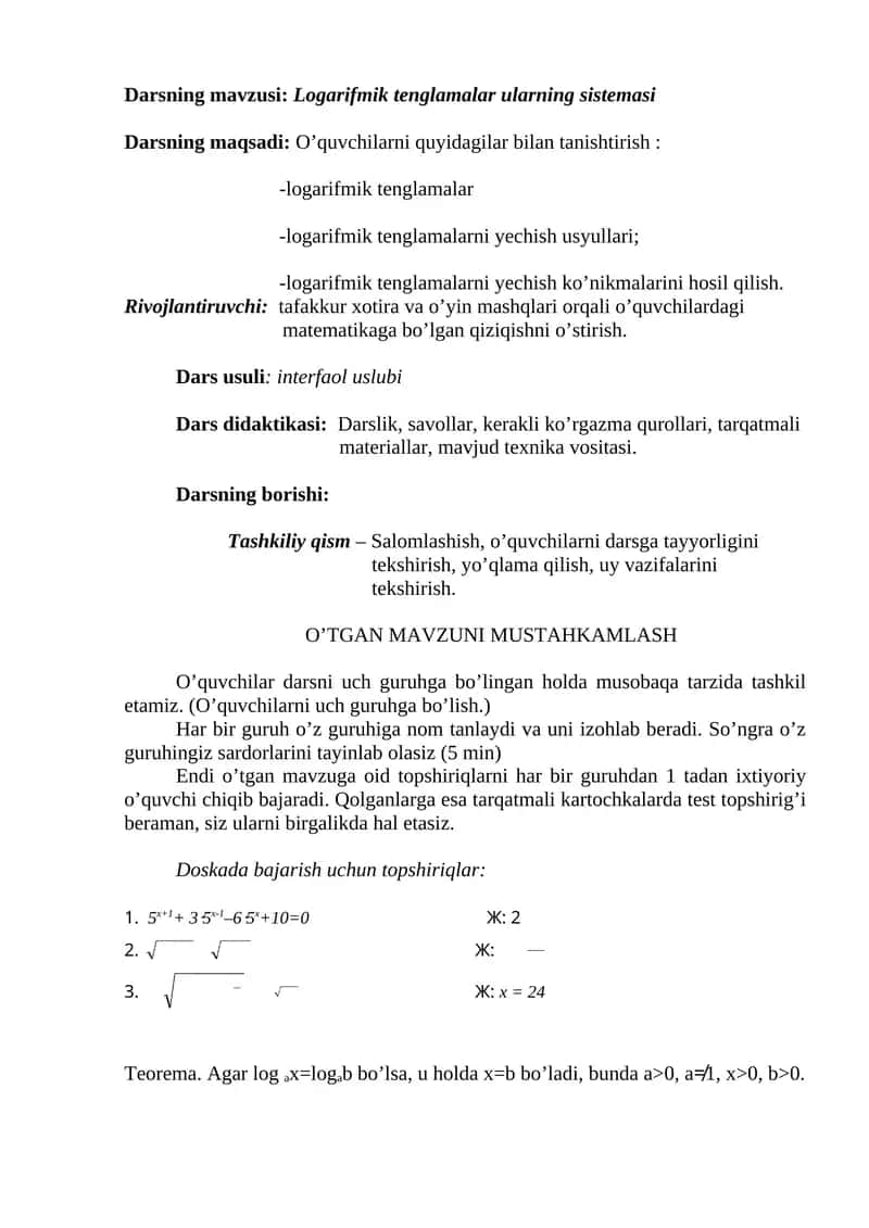 Logarifmik tenglamalar
