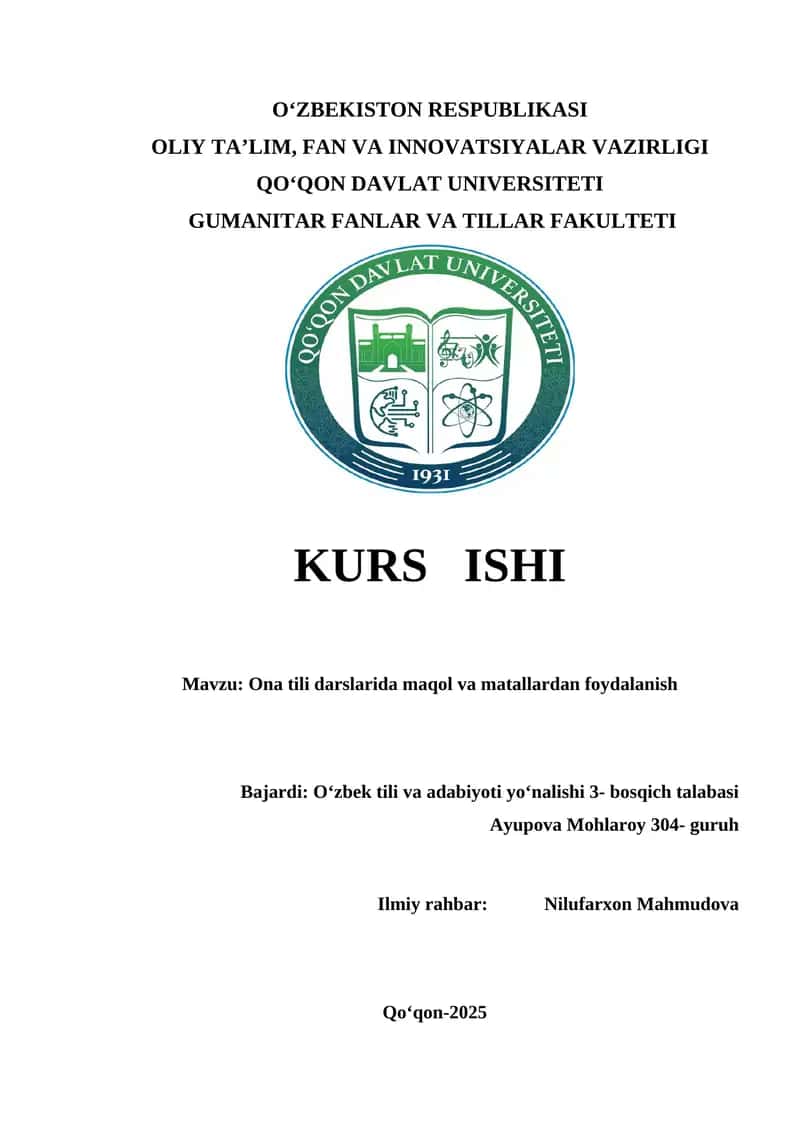Ona tili darslarida maqol va matallardan foydalanish